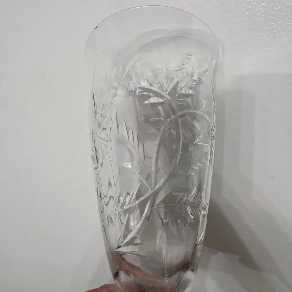 Vintage Bryce Fern Leaf #894 Etched Water Goblets Set of 2 Blown Glass USA